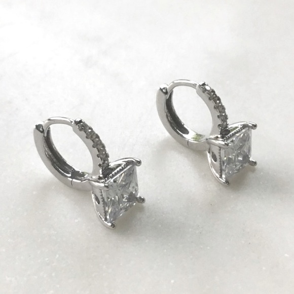 Sterling Silver Cz Huggie Earrings - Picture 12 of 17